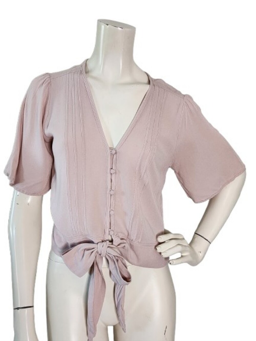 Abercrombie & Fitch Top Women's XXS Blush Pink Tie Front